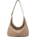Hobo Bags for Women Foldable Vegan Leather Shoulder Handbag Slouchy Tote Crossbody Purses - color: Khaki