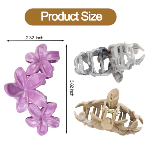4Pcs Cute Hawaiian Flower Claw Hair Clips for Women Purple Blue Large Claw Clips for Thick Thin Hair Strong Hold Beach Hair Accessories for Women and Girls - color: 16-Colorful