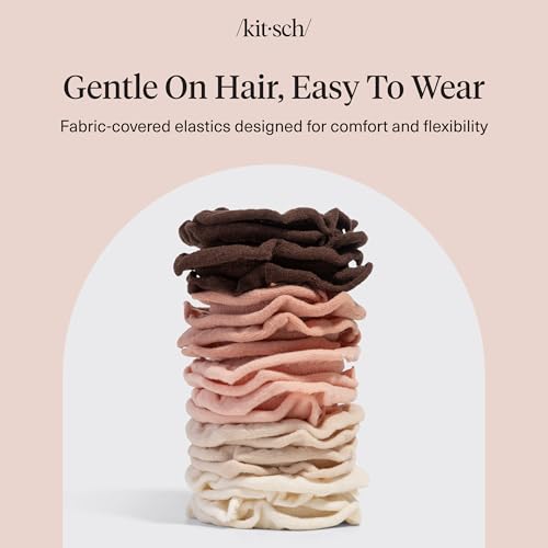 Kitsch Petal Hair Ties No Damage - Strong, Stretchy & Snag-Free Hair Bands | Soft Fabric Ponytail Holders, Stylish Elastics for Everyday Hairstyles | Ideal Gifts for Women - Blush, 10pcs - color: Blush Petal (Pack of 10)