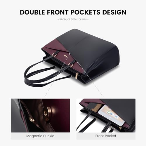 LOVEVOOK Laptop Tote Bag for Women, Office Work Bag Briefcase fit for 15.6 inch Laptop, Large Capacity Teacher Computer Bag Handbag Black/Purple - color: Black/Purple 15.6 Inch, size: 15.6 inch