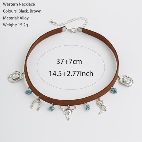 Layered Boho Necklaces for Women Gold Coin Pendant Necklaces Stackable Turquoise Choker Necklace for Women Western Jewelry - style: Style 12