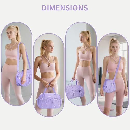 ECOHUB Small Gym Bag for Women, Mini Gym Duffle Bag with Wet Compartment, Bowknot Sports Bag, Cute Gym Tote Bag Dance Yoga Workout Travel Bags Lavender - color: Lavender