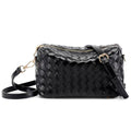 Woven Crossbody Bags for Women Small Crossbody purse Leather Clutch Purse with Adjustable Strap for Everyday Use - color: Black