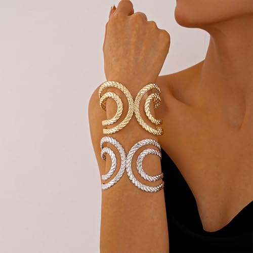 Arm Cuff for Women Gold Upper Arm Bracelet Minimalist Adjustable Cuffs Bangle Punk Dress Jewelry - style: GWrap A