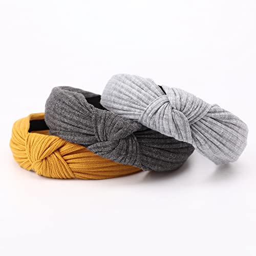 DRESHOW 8 Pack Knotted Headbands for Women Wide Turban Headband Yoga Exercise Ribbing Hair Hoop Hair Bands Accessories - color: 8 Pack Ribbing CB