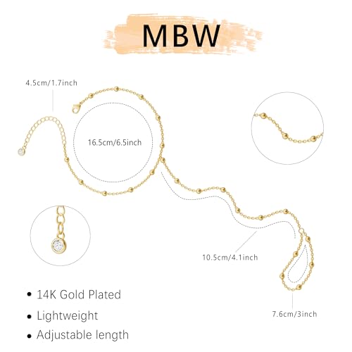 Hand Chain Bracelet for Women Trendy, Dainty Silver Beaded Finger Ring Bracelet Non Tarnish Minimalist Adjustable Simple Cute Silver Bracelets Waterproof Fashion Jewelry - color: Gold-01