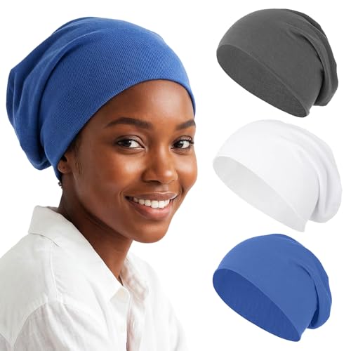 Bohend Bohemian Beanie Hats Headwear Cap Stretch Non Slip Bandanas Sleep Turbans Hats for Women Men Close top Head Covering - style: Pure Light Style 1