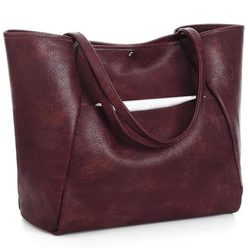Large Tote Bag for Women Work 25L Travel Vegan Leather Ladies Handbags Weekender Purses - color: Ae-dark Red