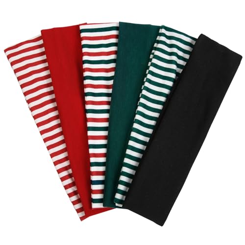 TERSE Headbands for Women Short Hair Striped Headbands Non Slip Elastic Sweat Hairbands Soft Fabric Hairbands Workout Yoga Running Sport Hair Accessories - color: Headbands Color-Xmas Set 3
