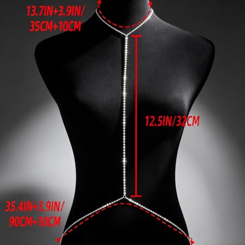 Bounzhi Rhinestone Crossover Body Chain Bra Shiny Crystal Chest Harness Bikini Body Jewelry - style: Rhinestone-Silver