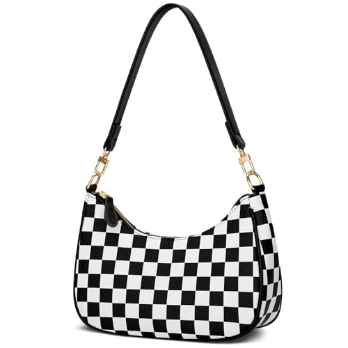 KKXIU Shoulder Bag for Women Cute Hobo Purses and Handbags Retro Clutch Underarm Purse | Cute - color: Black&white