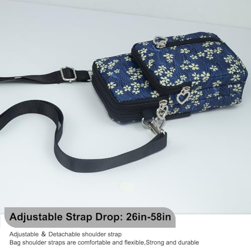 JANKS Small Crossbody Bag for Women - Mini Phone Purses with Crossbody Strap and Wallet - Nylon Arm Bag - color: B-white Flower