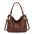Shoulder Handbags for Women Large Soft Casual PU Leather Hobo Tote Purses - color: B-chestnut Brown