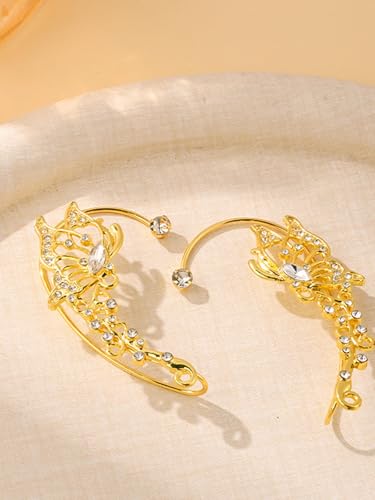 2 PCS Butterfly Ear Cuff Fairy Wing Cuff Wraps Vintage Non-Piercing Fake Earrings for Women Bridal Wedding Party Prom Ball Jewelry Crystal Rhinestone Sparkling - style: Style2
