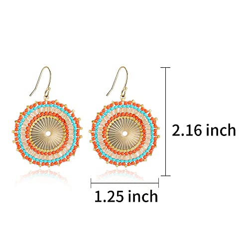 Colorful Bead Earrings For Women Summer Beach Handmade Bead Earrings Bohemia Hoop Dangle Earring For women - color: Orange