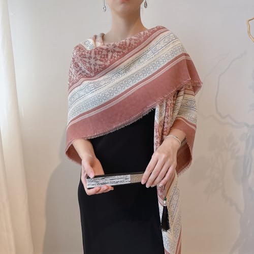 K-Elewon Large Square Scarf 51" Cotton and Linen Hand feel Scarf Fashion Scarves Hair Wrapping Scarfs Neck Scarves for Women - color: H2306