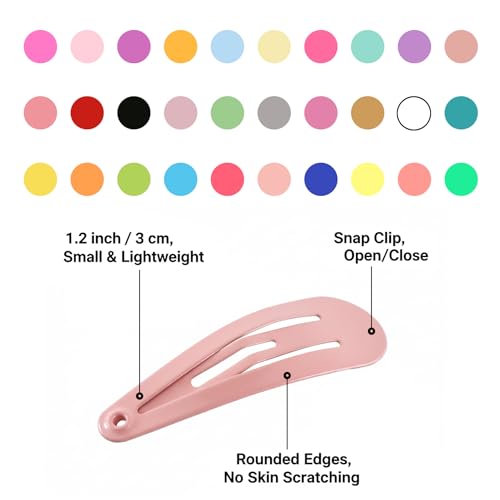 Babymatch Baby Barrettes Hair Clips: 1.2 inch (3cm) Small Mini Snap for Toddler Little Girls Kids 150pcs (30 colors)