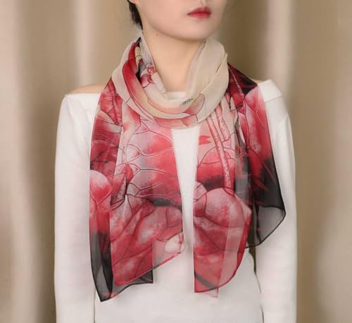 Xyueanlo Scarfs for Women Fashion Scarves Print Pattern Lightweight Sunscreen Scarf Wraps Shawls - color: Lotus Red
