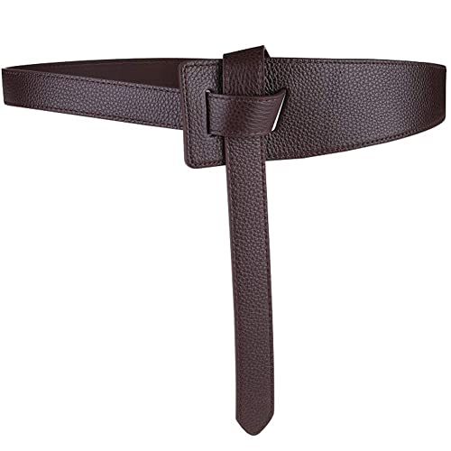 ALAIX Women's Leather Belt Dress Belt for Jeans Jumpsuit Coat Fashion Tie a Knot Genuine Leather Waist Belt - color: Coffee, size: Waist Size up to 39 inches