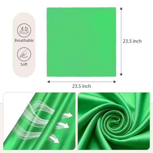 American Trends Women Silk Feeling Scarf Satin Head Scarves Square Wrap Neck Scarf Lightweight Silk Like Bandana - color: 12 Green