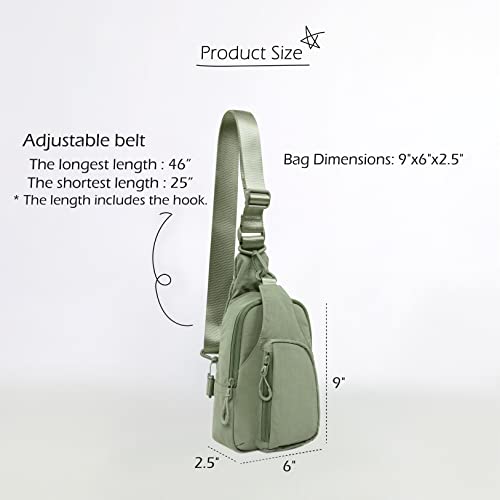 ODODOS Sling Bag with Adjustable Straps Crossbody Chest Bag Lightweight Backpack for Casual Traveling Hiking - color: Sage Grey