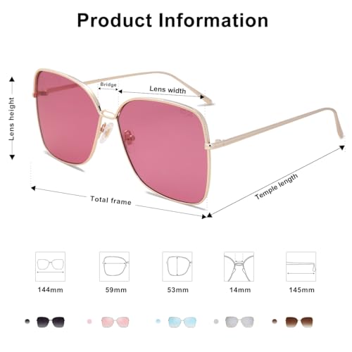 SOJOS Trendy Square Oversized Sunglasses Womens Mens UV400 Big Large Designer Shades SJ1082 - color: Shiny Gold/Burgundy