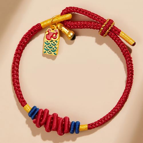 Tibetan Lucky Bracelet for Women Lucky Charm Bracelet Braided Good wishes Buddhist Style Adjustable Wrist Bracelet Red Rope Bracelets - color: Red