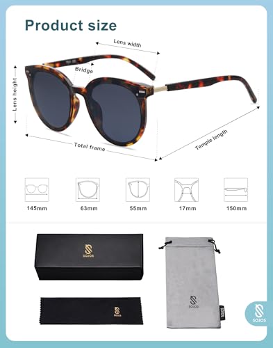 SOJOS Sunglasses Womens Trendy 2025 Classic Round Retro Vintage Shades Large Frame Sunnies SJ2067 - color: Leopard