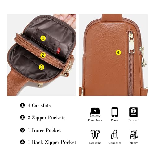 INICAT Women's Small Sling Bag, Lightweight Everyday Vegan Leather Crossbody Purse for Daily Essentials and Travel Light - color: Brown Mocha, size: Small