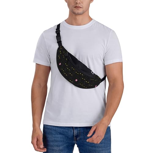 cute black cat funny halloween Fashion casual fanny pack waist bag men women adjustable belt waist bag for travel hiking cycling running festival carnival - color: Black31