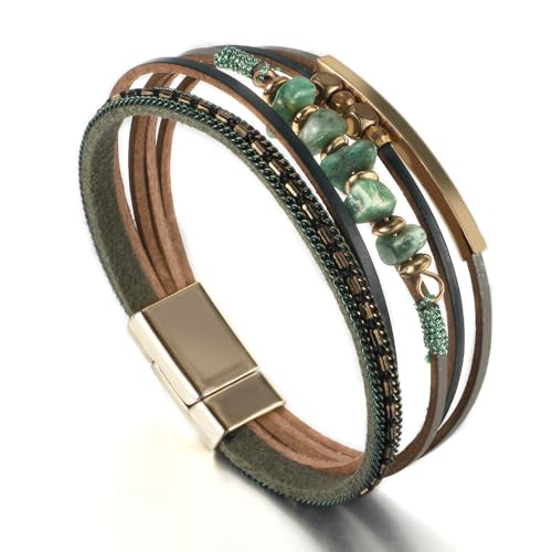 Turquoise Leather Wrap Bracelet for Women Cross Boho Beaded Stack Wrap Cuff Bracelets Stackable Crystal Bangle With Gold Silver Bohemian Jewelry Gift - color: whitecross