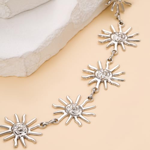 Gold Star Waist Chain Belt for Women Boho Sun Starfish Bikini Jewelry Festival Rave Outfits Waterproof Belly Body Chain - style: Sliver Sun