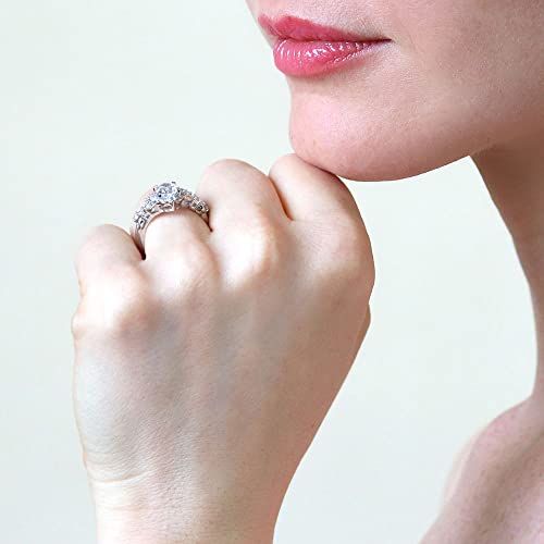 BERRICLE Sterling Silver CZ Halo Wedding Engagement Rings for Women, Oval Cut Cubic Zirconia, 1-3 Piece Sets, Pink/Blue/Clear - style: 2 Piece Set, Clear