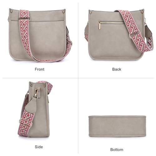 HKCLUF Crossbody Bag Purse for Women 2PCS/Set Leather Hobo Handbag Wallet Set With 2Adjustable Guitar Strap Shoulder Bag | Purse - color: A23-dark Beige