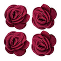 Sanrich Women's Brooches 4pcs Rose Flower Hair Clip Mexican Hair Flowers Clips Hairpin Brooch Tea Party Hats Headpieces (burgundy) - color: burgundy