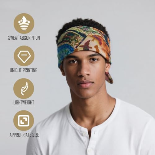 Large Cotton Bandana Lightweight Head Hair Scarf Headbands Wraps Cover Handkerchiefs for Women Men 25 x 25 inch - color: Rt16