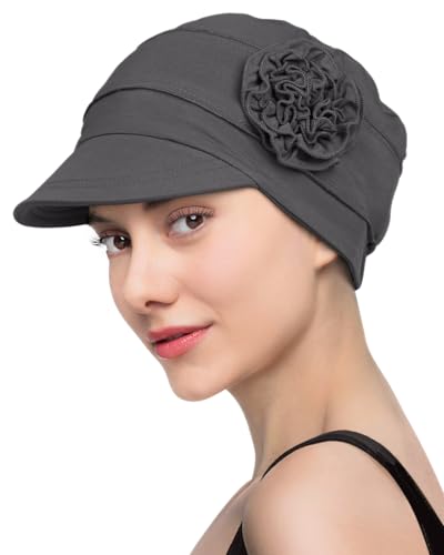Hachapy Soft Newsboy Cap for Women Slip on Headwear Summer - color: Dark Grey