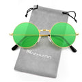NACHLYNN Round Hippie Sunglasses Metal Border Circle Hippie Glasses UV380 Protection 70s Sunglasses for Men Women Party Favor - color: Green
