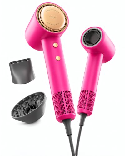 Tideway Hair Dryer Professional High-Speed Ionic Blow Dryer 110,000 RPM, Compact Hair Dryer with Magnetic Diffuser, Fast Drying with Brushless Motor Low Noise Smart Temperature Control-H11 - color: Pink