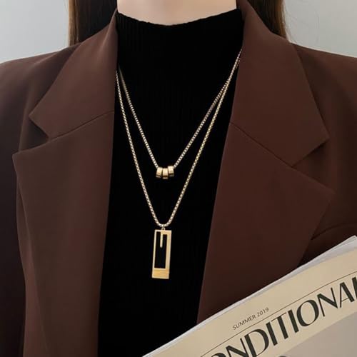 Gold Necklaces for Women Gifts - 14K Gold Plated Necklace for Women Necklaces for Her Tiny Fashion Jewelry for Teens，for Women Friends Jewelry Gifts，Necklace Gold Jewelry Birthday Gifts - style: Double layered chain necklace gold