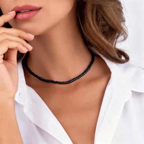 Boho Beaded Choker Necklace Colorful Short Necklaces Summer Beach Necklaces Jewelry for Women - color: Black