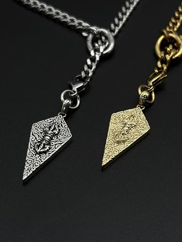 18K Gold Plated Knight's Shield Slip Chain for Women - color: Stainless Steel, size: 27''