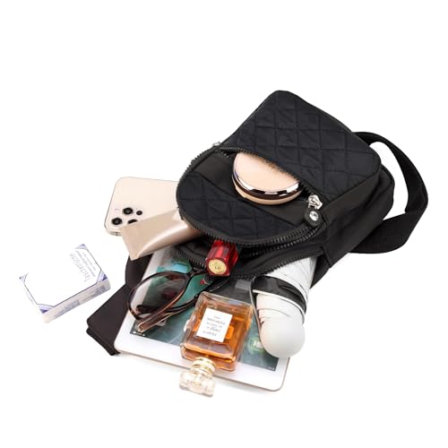 Xsecnua Crossbody Sling Bag Small Sling Backpack, Cross Body Bag Chest Bag for Women Men Travel Hiking Daypack - color: A-black