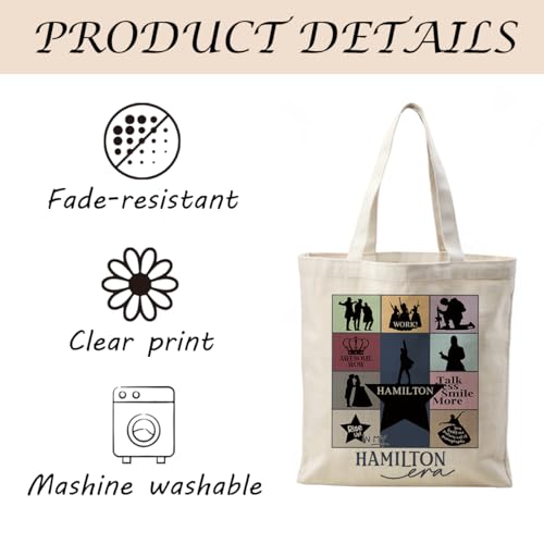 Canvas Tote Bag Aesthetic for Women,Reusable Canvas Cute Shoulder Bag for Grocery, Shopping, Beach & Daily Use - color: In My Hamilton Era