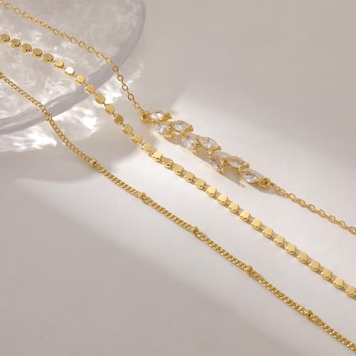 Gold Ankle Bracelets for Women,14K Real Gold Plated Waterproof Anklets Set Layered Anklets for Women Dainty Trendy Jewelry Gift Non Tarnish