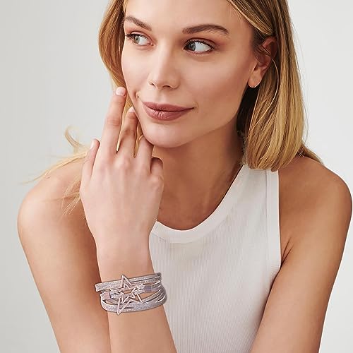 Long tiantian Leather Bracelets for Women Men Heart Wrap Bracelets Western Jewelry Cowgirl Outfits Birthday Gifts for Her - color: B4:pink leather bracelet