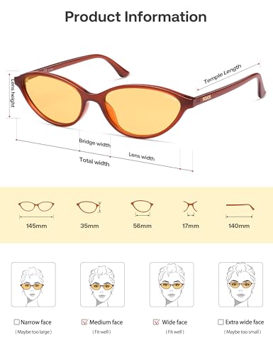 SOJOS Trendy Polarized Oval Sunglasses for Women Retro Chic 90s Shades Lightweight Sunnies SJ2656 - color: Milky Brown Frame Orange Lens