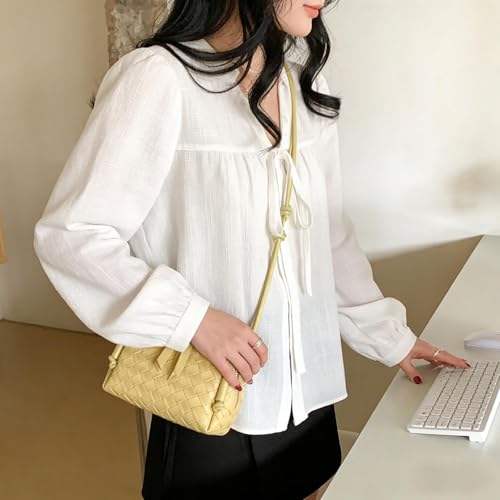 JYG Woven Crossbody Bags for Women PU Leather Handwoven Shoulder Bag Mini Satchel Purses with Adjustable Strap 2026 - color: Yellow