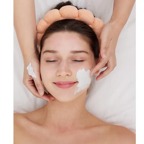 Ztomine Spa Headbands, Set of 2 - Terry Cloth Face Wash Headbands for Women - Puffy Makeup Headbands for Facial, Mask (Pink, Orange) - color: Pink + Orange