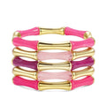 Gold Tube Bangle Bracelets for Women Stackable Bamboo Chunky Acrylic Beads Stretch Friendship Summer Beach Bracelet Jewelry - color: Colorful 01